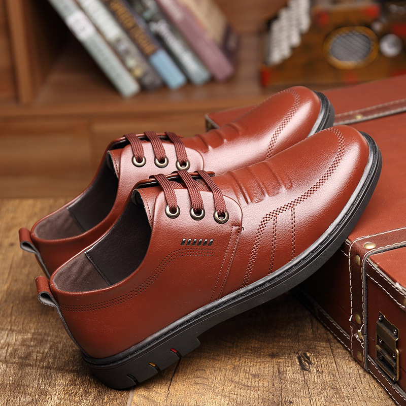 Men's Height Increasing Insole Genuine Leather Business Casual Leather Shoes foto 4