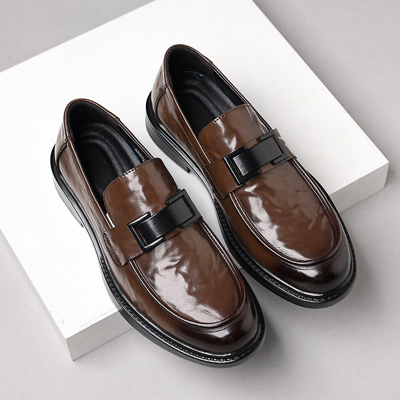 Men's British Slip-on Pointed Leather Shoes foto 5