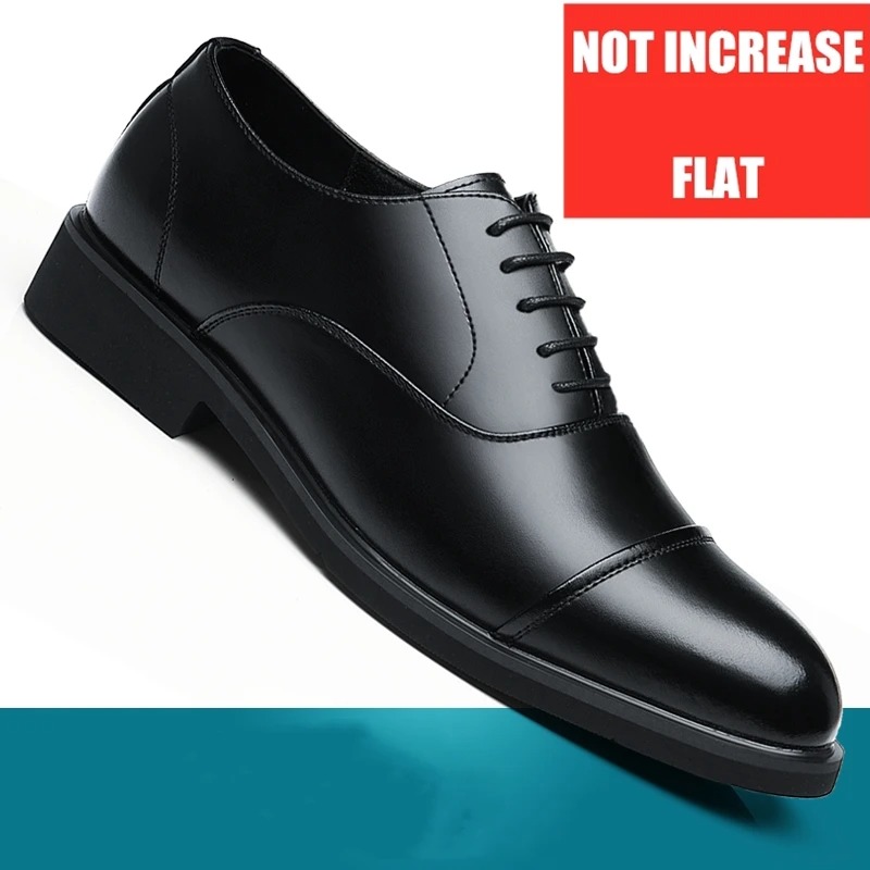Leather Shoes Men's Height Increasing Insole Pointed Toe Wedding Shoes foto 2