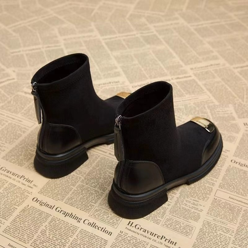 Height Increasing Stitching Short Thick Bottom Chunky Heel Martin Boots foto 3