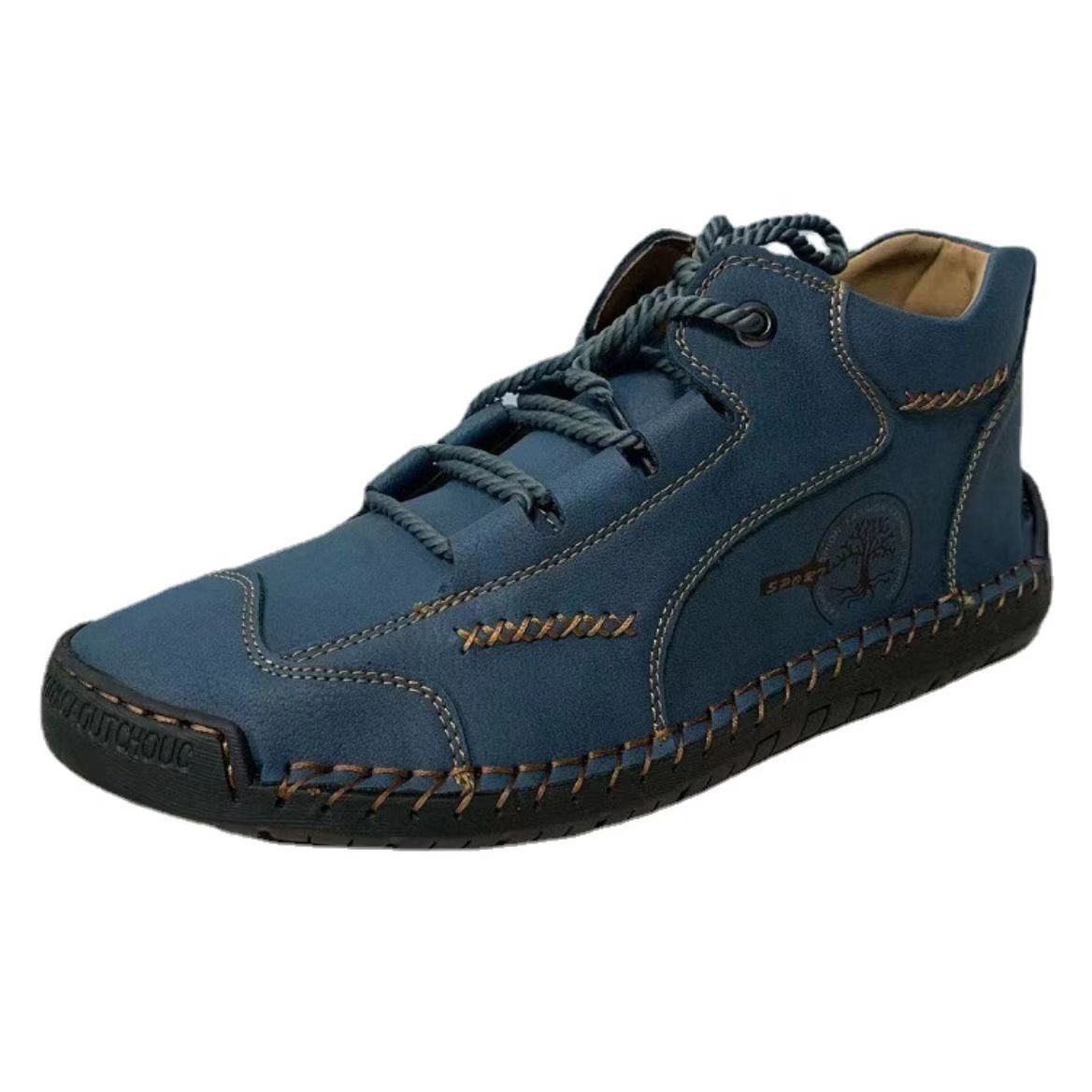 Men's Shoes Short Boots Autumn Sewing Leather Boots High-top Leather Surface foto 2