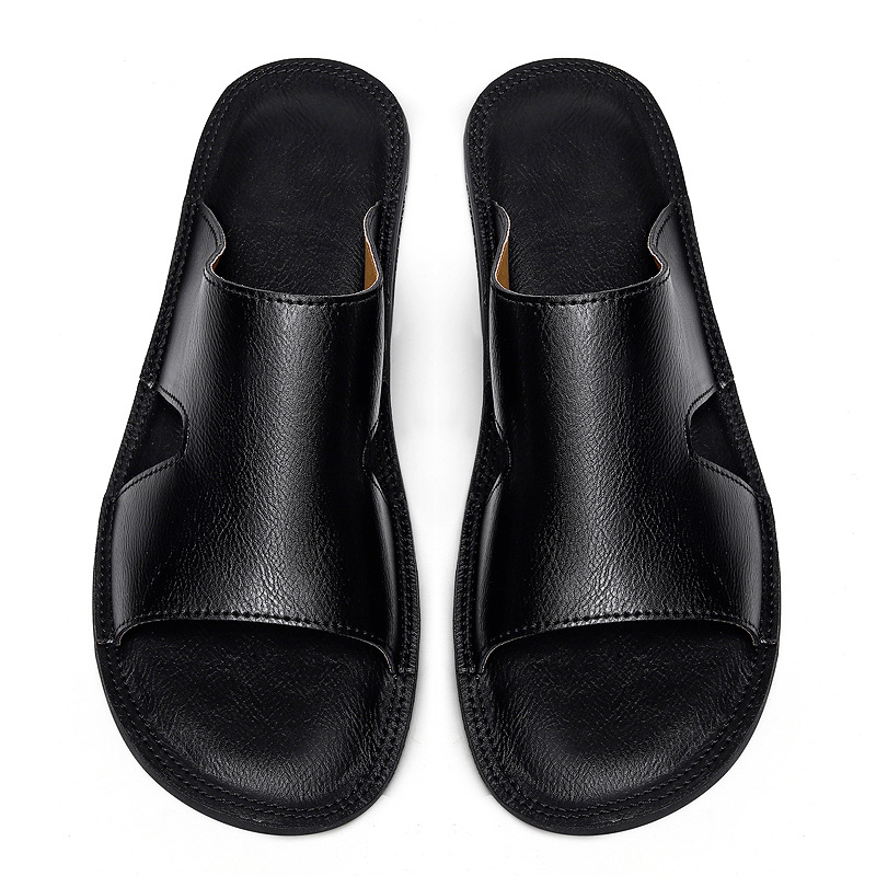 Mens Leather Non-slip Deodorant Slippers foto 2