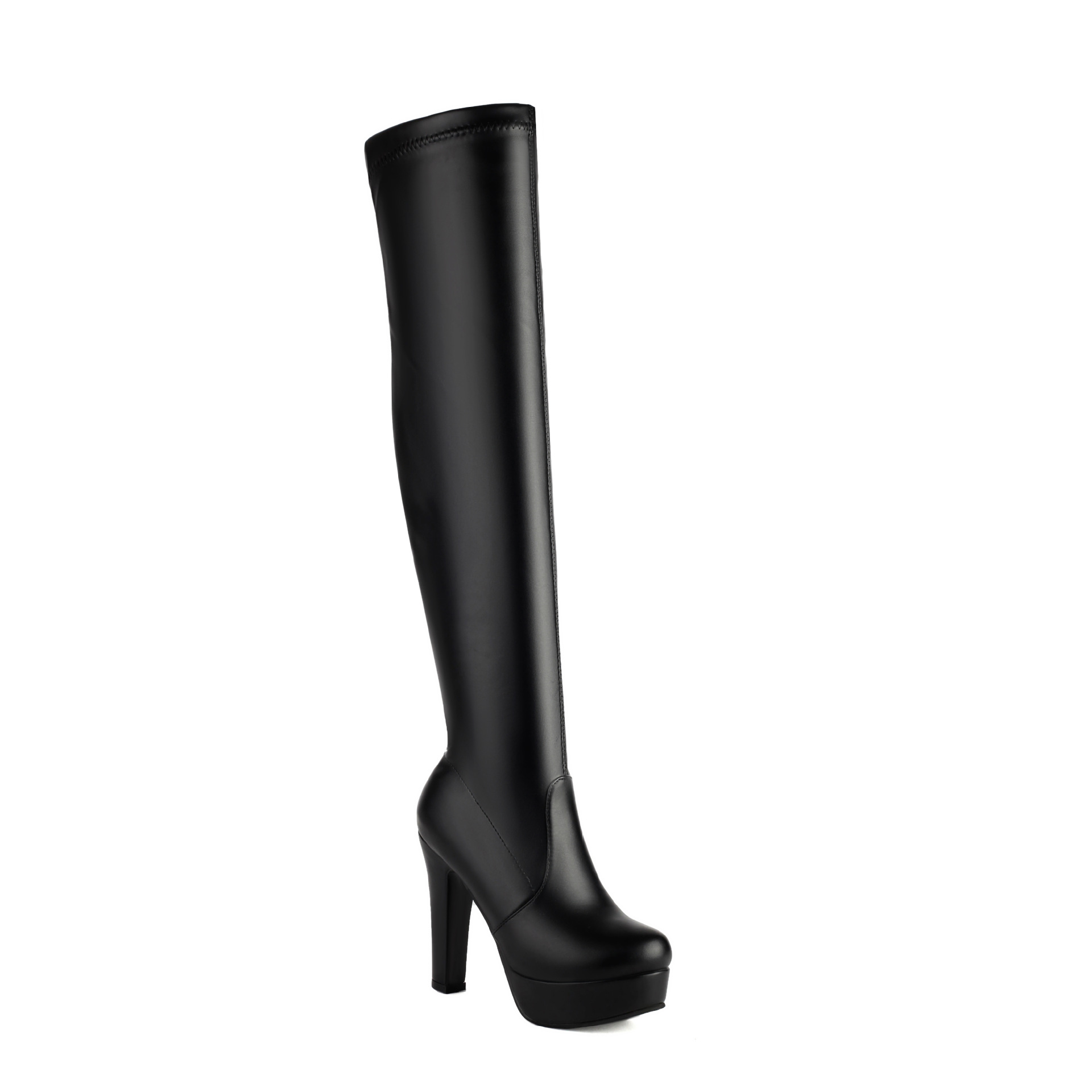 Womens Round-toe Chunky-heeled Over-the-knee Boots foto 3