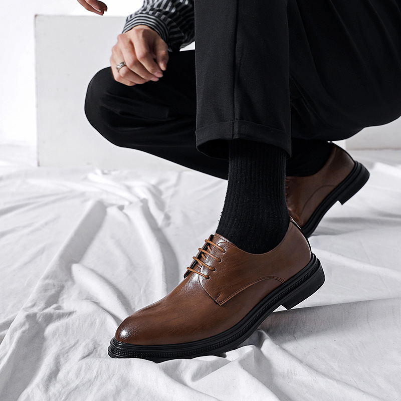 Summer British Phoenix Formal Business Suit Shoes Black Interior Height Increase foto 3