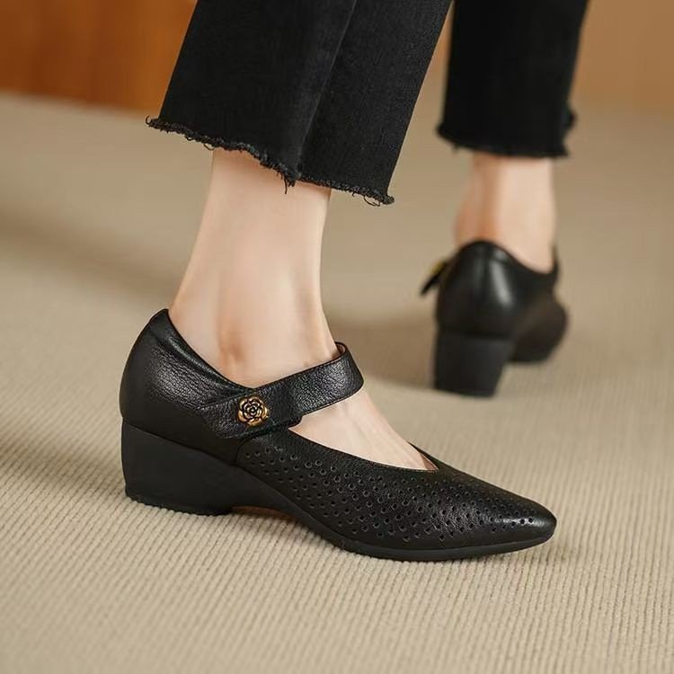 Summer New Retro Breathable Pointed Fashion High Heels For Women foto 2