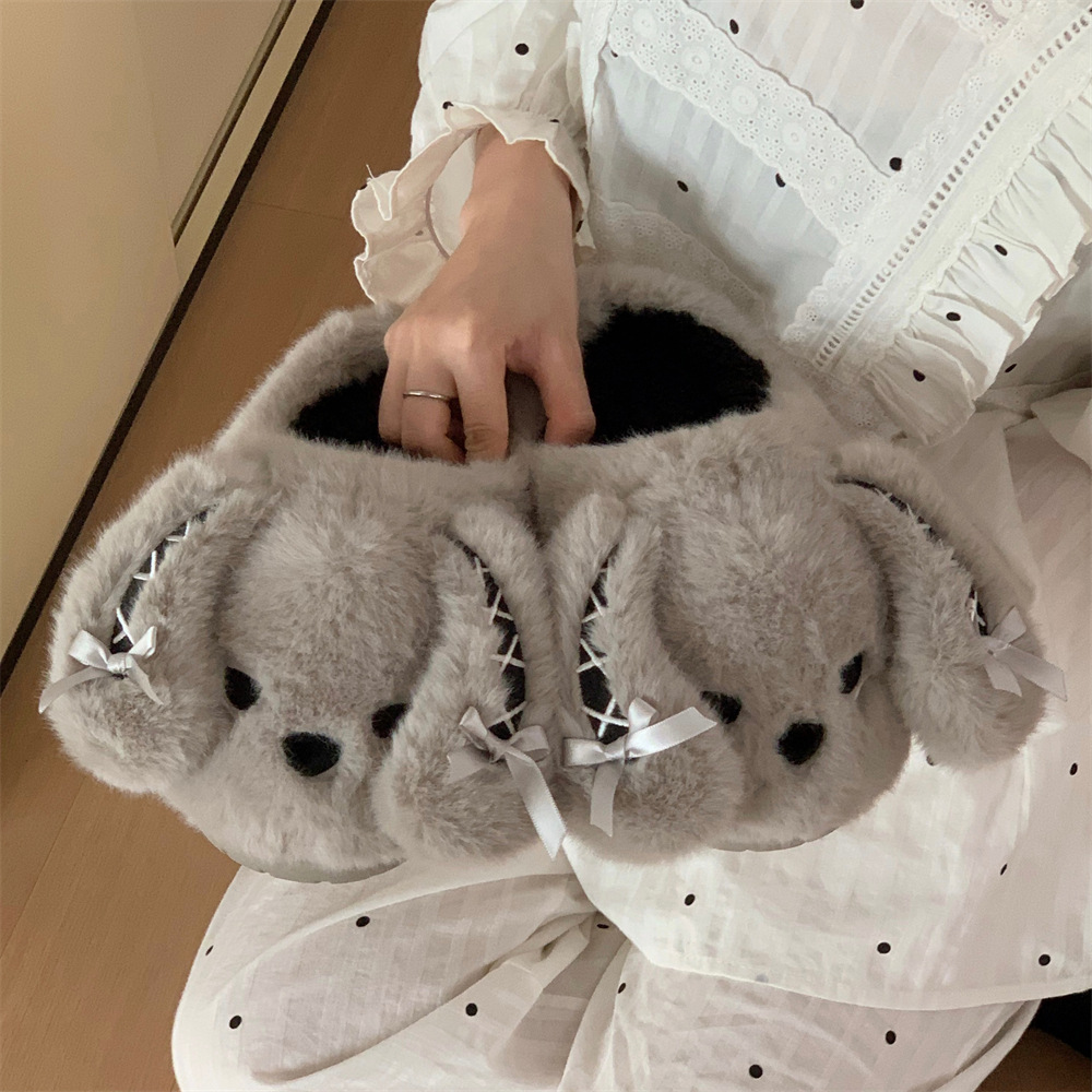 Rabbit Cotton Slippers Female Winter Girl Heart Lolita Style foto 5