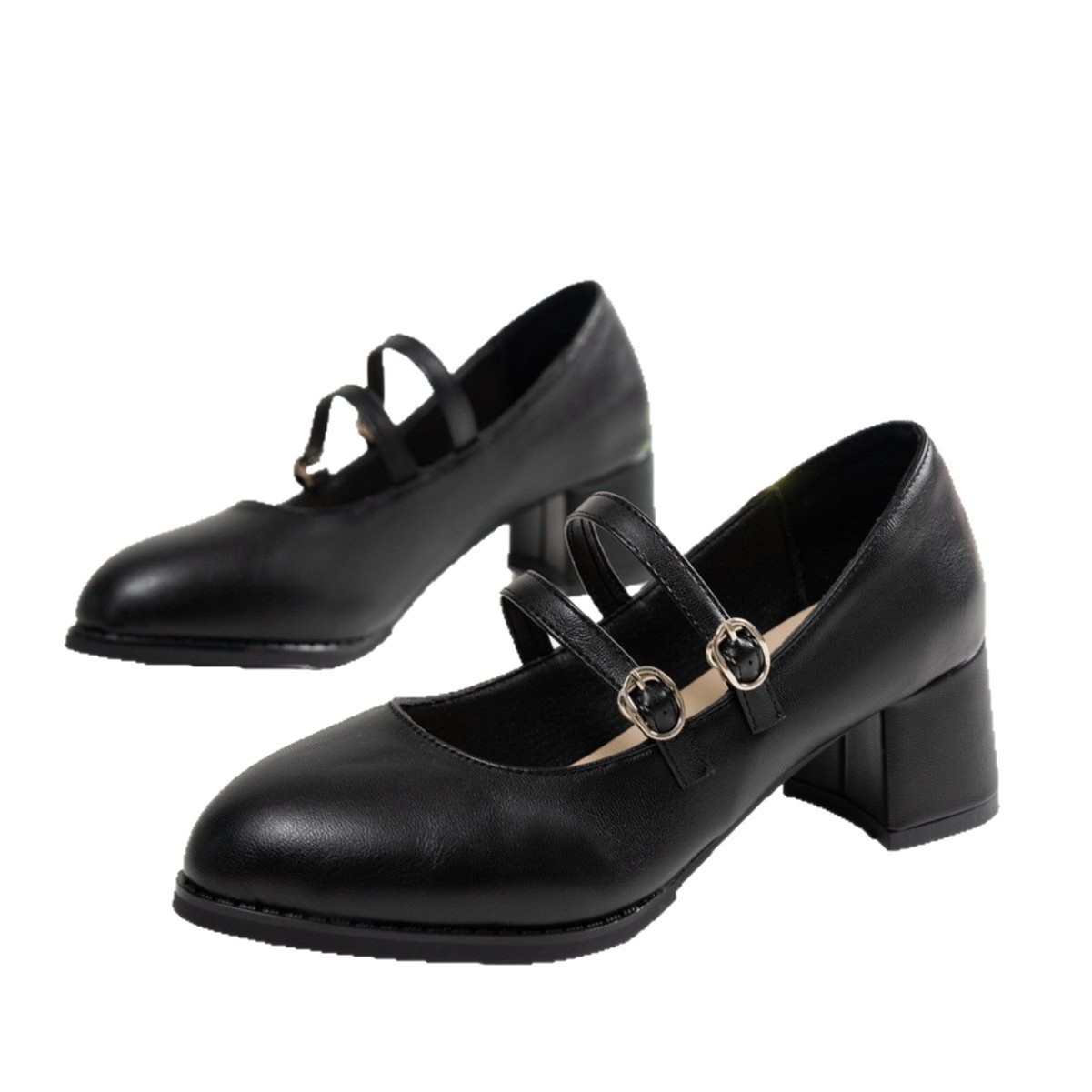 Plus Size Retro Pointed Low-cut Chunky Heel Shoes foto 5
