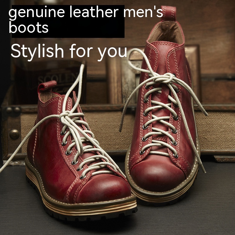 Men's Vintage Leather Big Toe Martin Boots foto 3