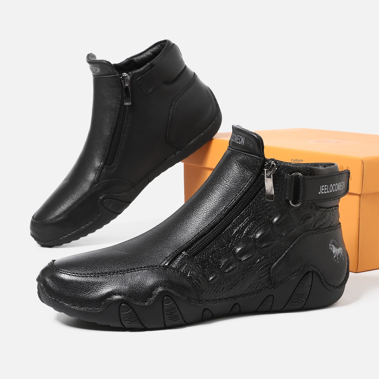 Genuine Leather Plus-Size Cotton Shoes Independent Website High-Top Wear-Resistant Outdoor Casual Shoes foto 3