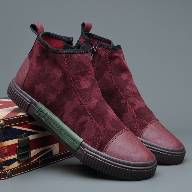 Men's High-top Canvas Slip-on Lazy Camouflage Trend Versatile Breathable Casual Shoes foto 3