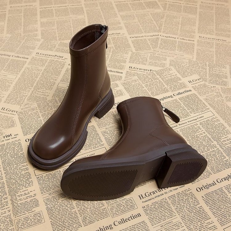 Women's Thick Heel Flat Ankle Boots foto 3