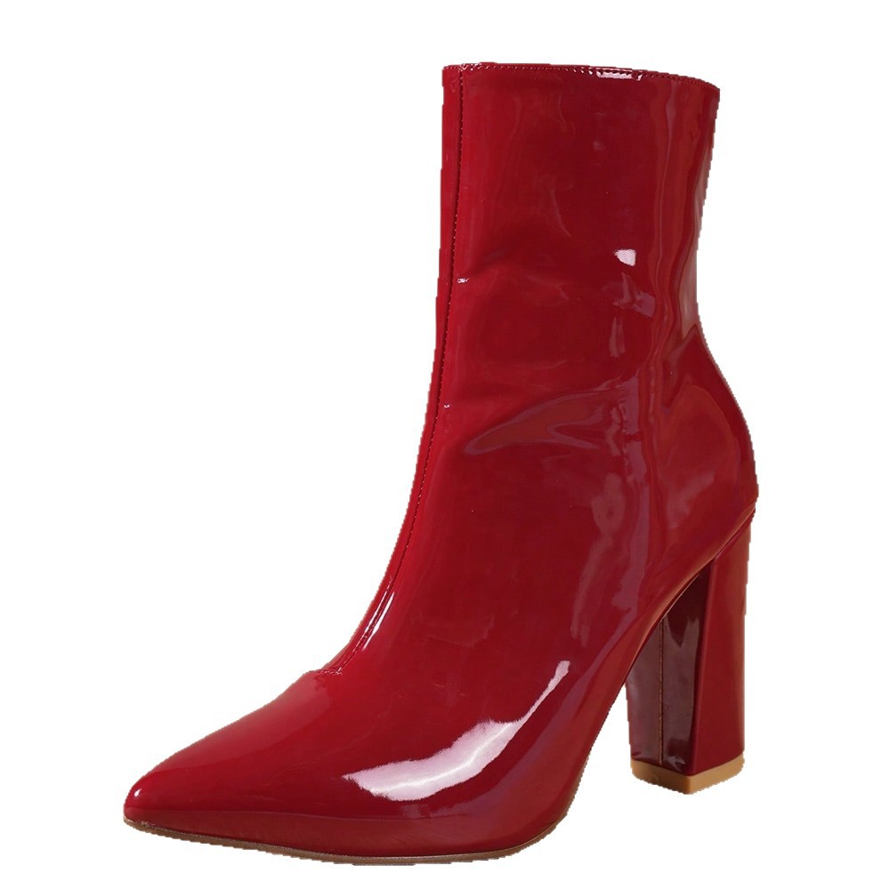 Sexy Patent Leather Gold And Silver Pointed-toe Stiletto Ankle Boots foto 3