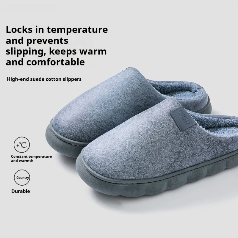 Men's Home Slippers Winter Warm Fleece Shoes Indoor Bedroom Floor Plush Slippers For Women Couple foto 5