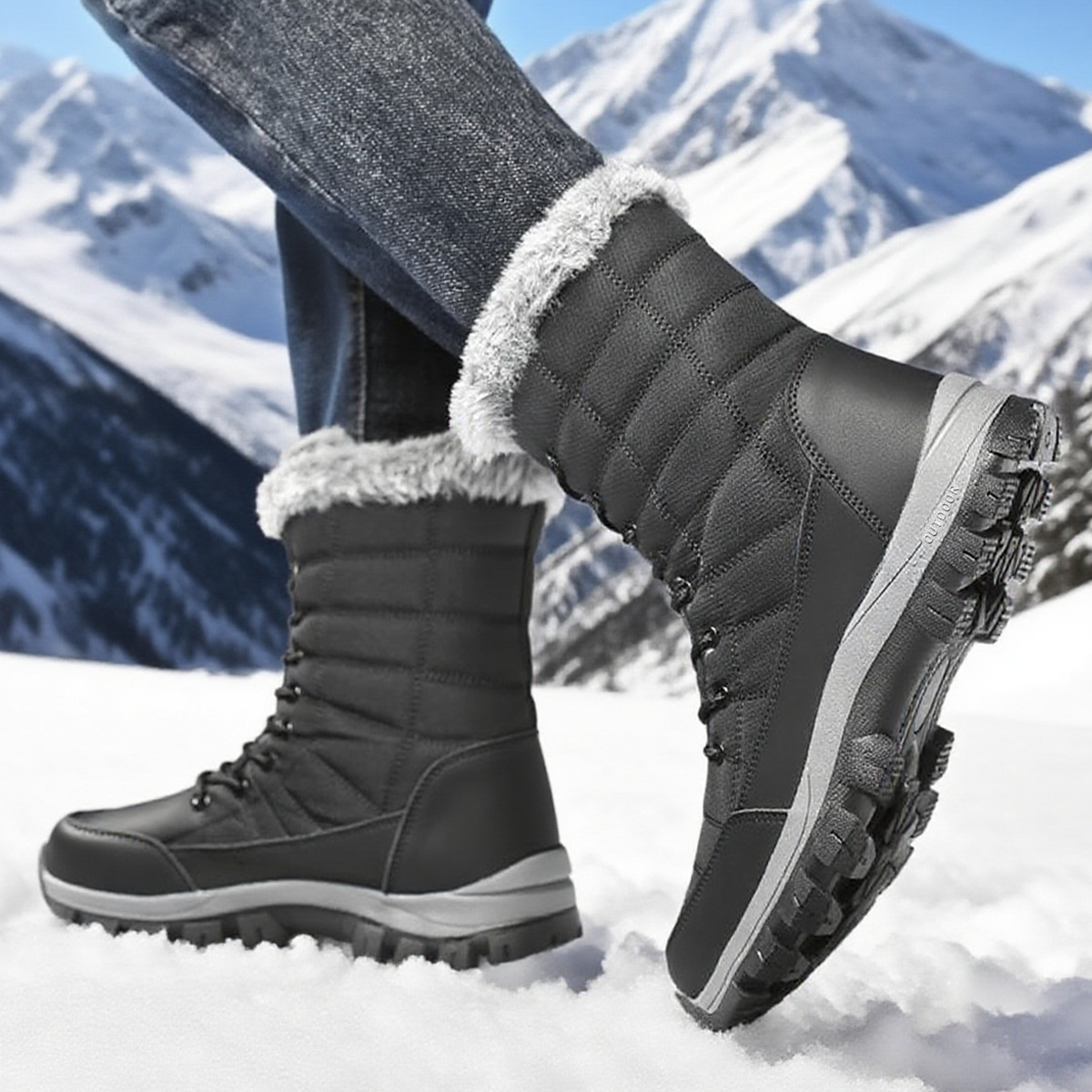 Mens Non-Slip Thickened Extra-Long-Pile Outdoor Sports Boots foto 3