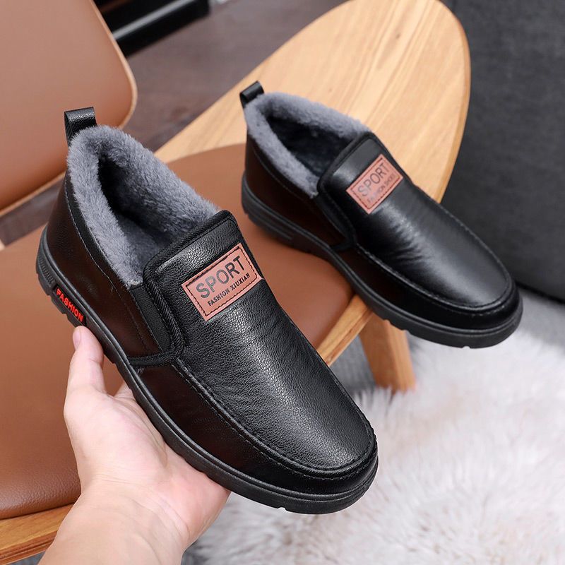 Thickened Waterproof Cotton Shoes For Elderly Fleece-lined Casual Leather Shoes foto 5