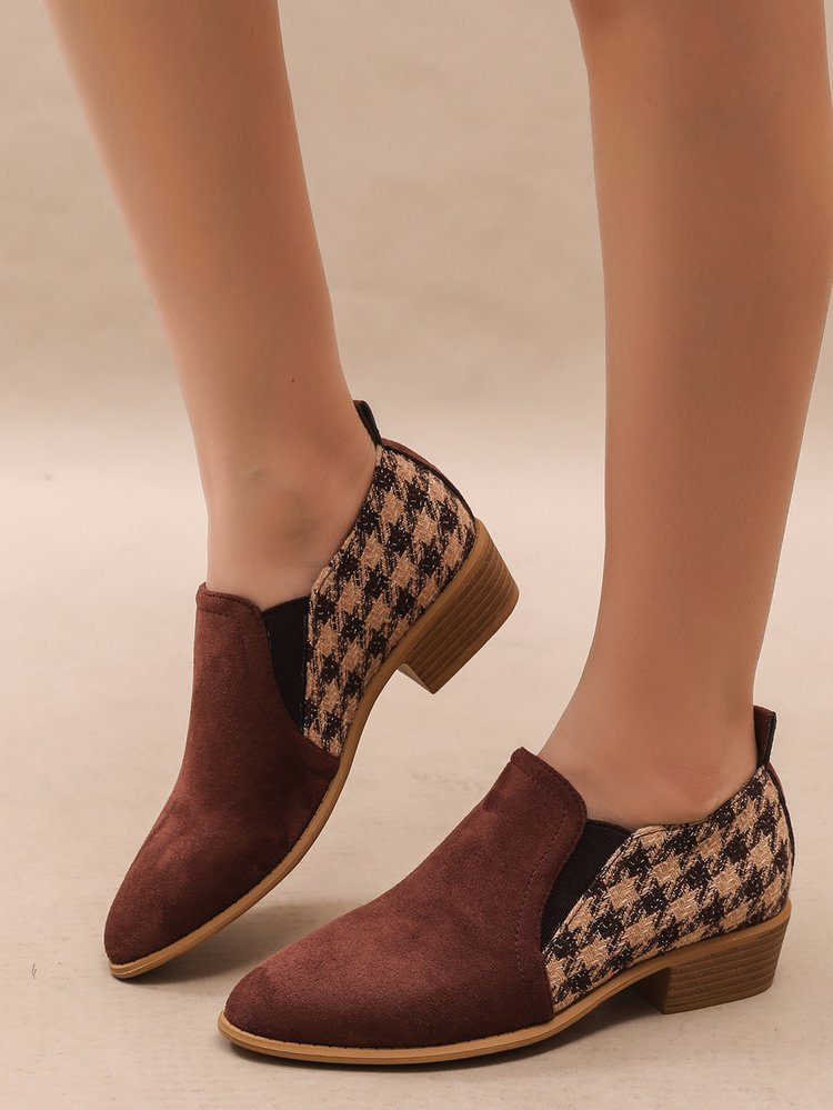 Retro Color-Block Slip-On Shoes For Women foto 5