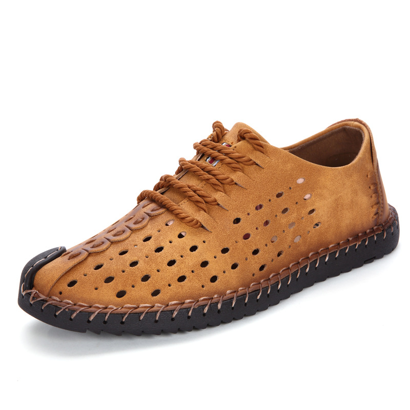 Breathable Hollow Men's Shoes Hand Stitching Gommino foto 3