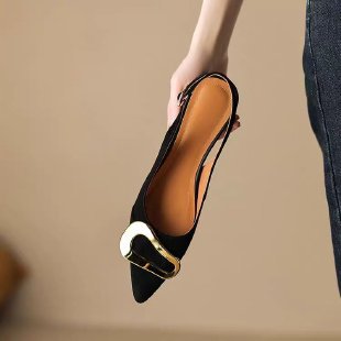 French Retro Metal Buckle Women's Flat-heeled Shoes foto 4
