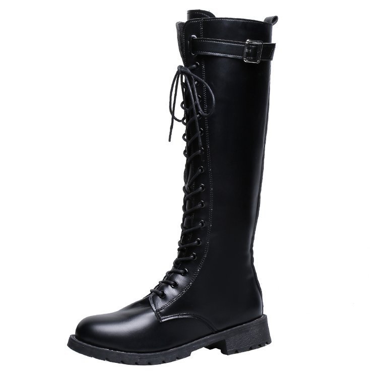 Womens Mid-heel High Boots With Laces And Buckles foto 2
