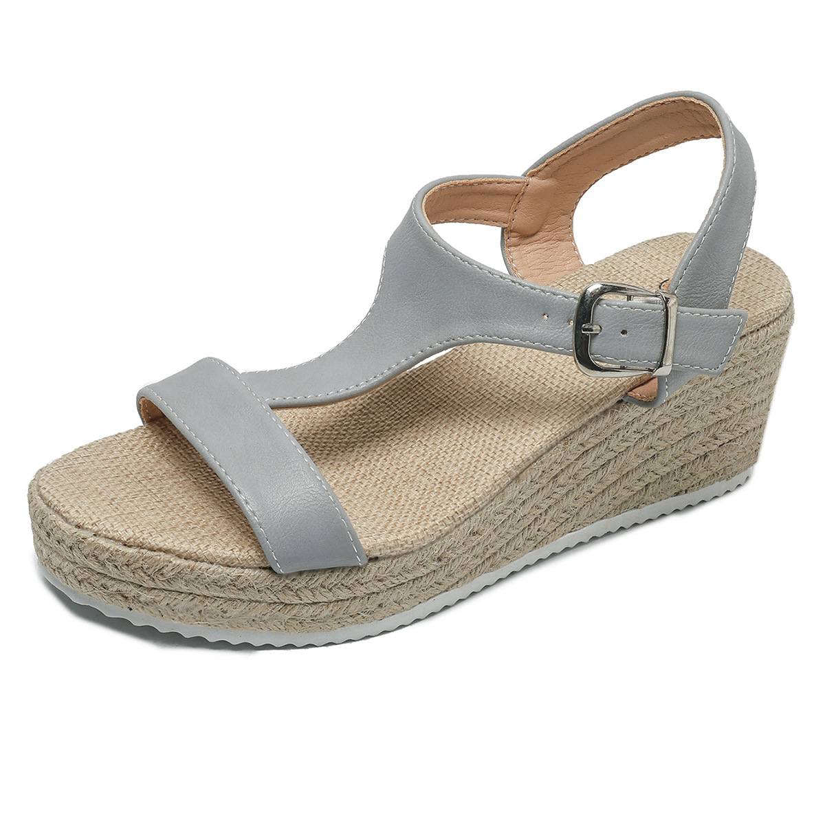 Woven Jute Rope Womens Height-increasing Shoes foto 3