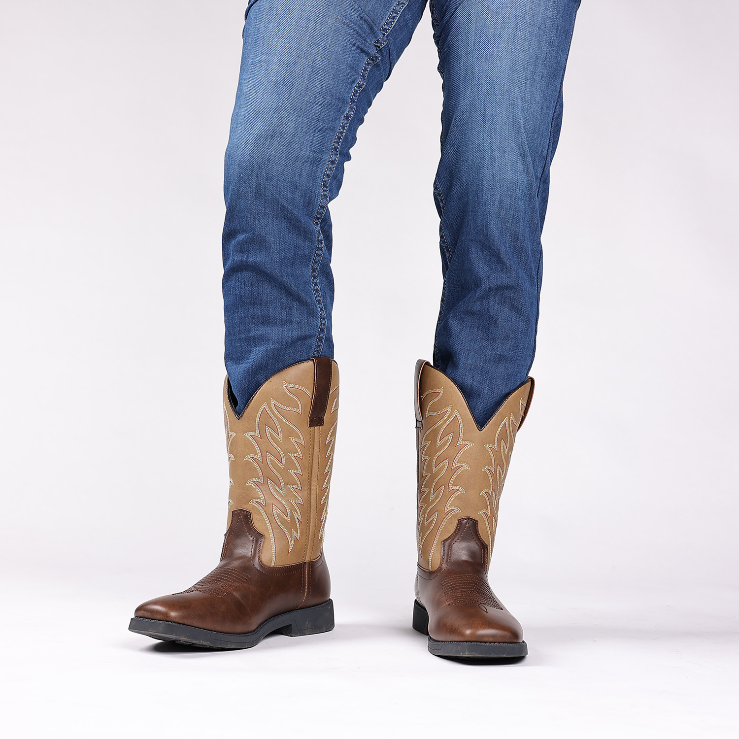 Retro Wide Head Western Cowboy Boot foto 3