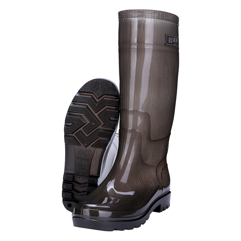 Men's Knee-high Rain Boots Non-woven Jelly Non-slip Wear-resistant Rubber Shoes foto 5