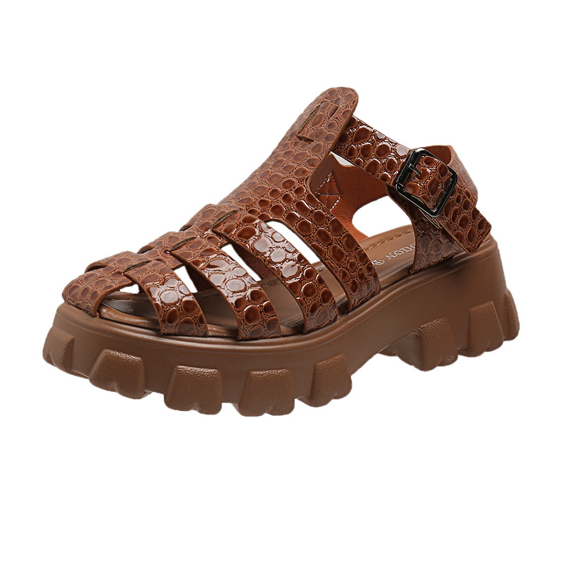Women's Thick-soled Textured Sandals Weaving Hollow Loose foto 3