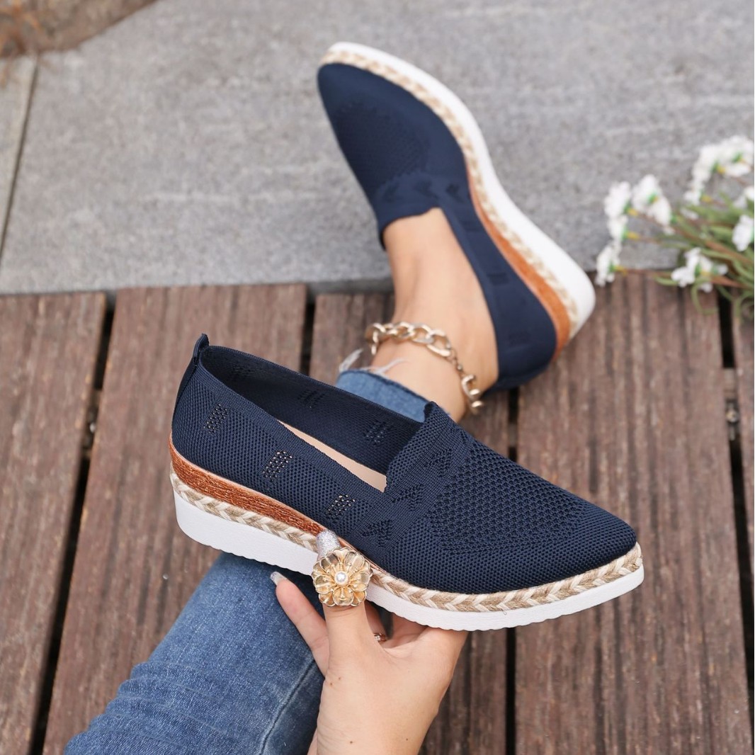Woven Hemp Rope Platform Shallow Breathable Snakeskin Pointed Toe Women's Flats foto 2