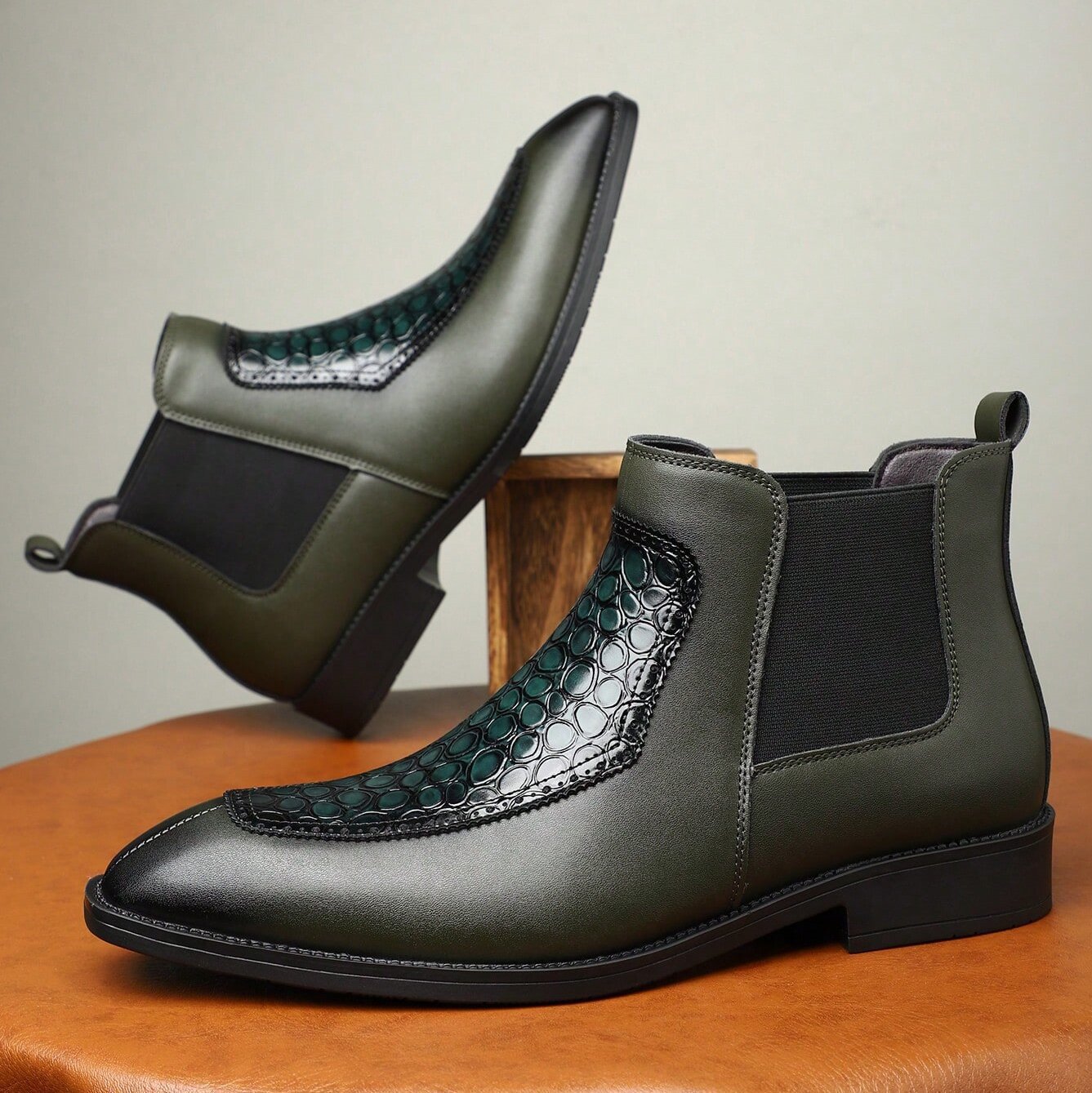 Business Casual Mid-top Retro Men's Pointed Versatile Martin Boots foto 4