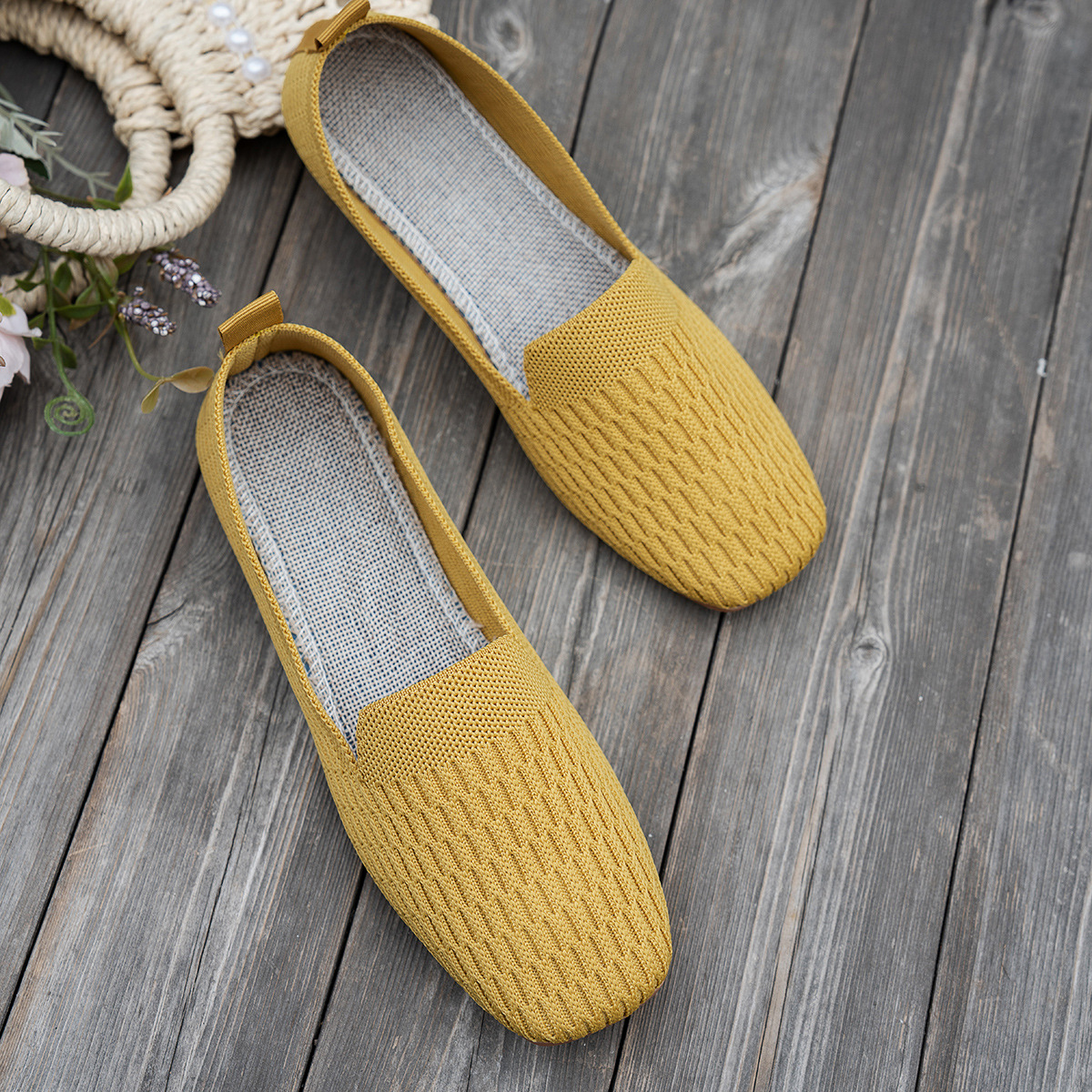 Knitted Soft Bottom Braided Shoes Breathable Low-cut foto 4