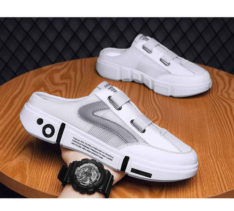 Mesh Half Slippers Men's Breathable Closed Toe Shoes foto 2
