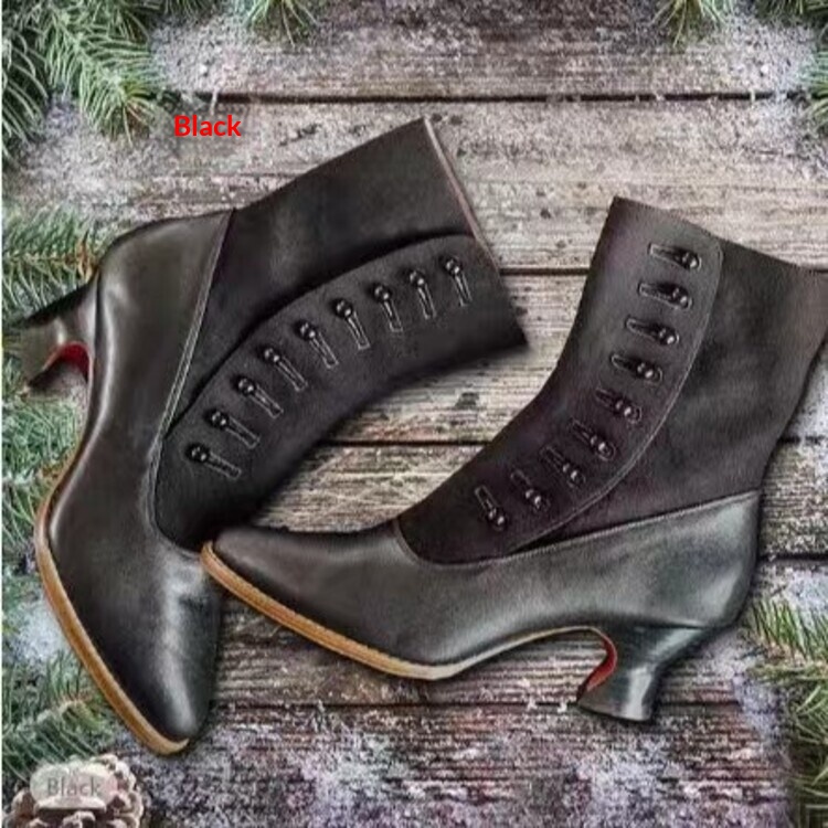 Pointed-toe Horseshoe-heel Mid-heel Womens Boots foto 3