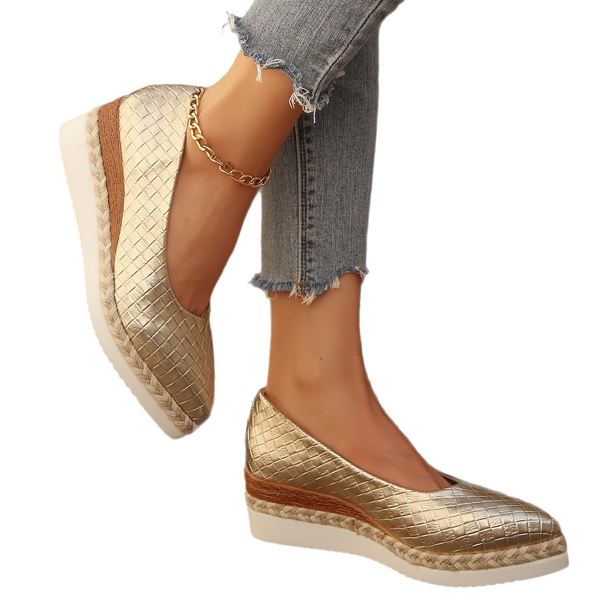 Women's Fashion Pointed Toe Low-cut Leisure Platform Shoes foto 5