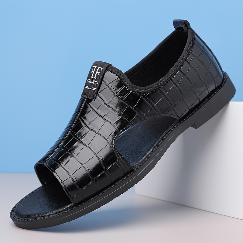 Men's Fashion Embossed Open-Toe Sandals foto 2