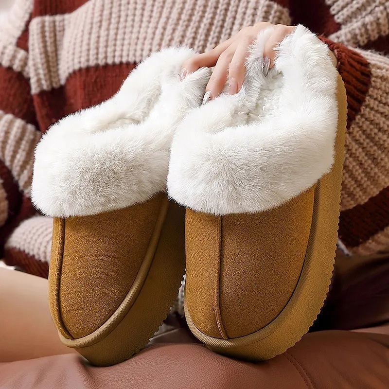 Indoor Warm Anti-slip Thick Sole Deodorant Couple Cotton Slippers foto 3