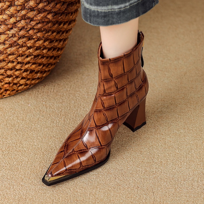 New Autumnwinter Pointed-toe Ankle Boots Featuring Slender Stiletto Heel And A Back Zipper