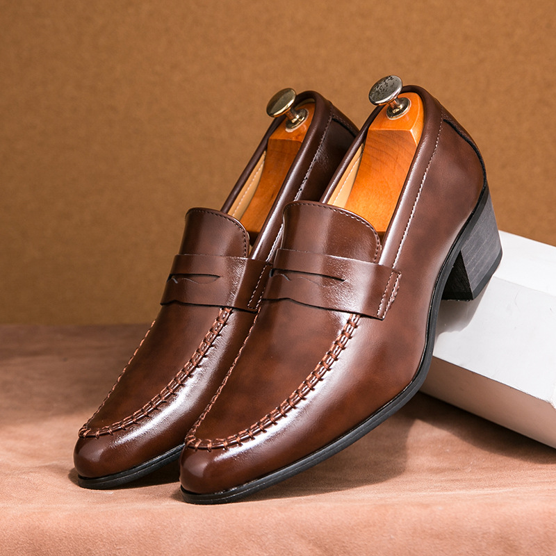 Men's All-match Fashion Pointed Solid Color Leather Shoes foto 4