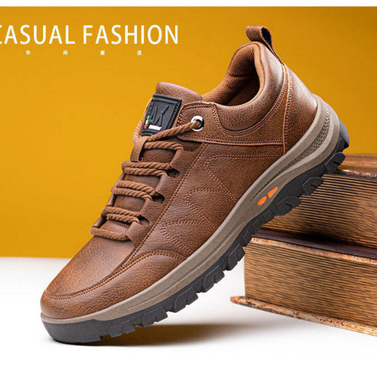 Men's Casual Leather Shoes Non-slip Soft Bottom foto 4