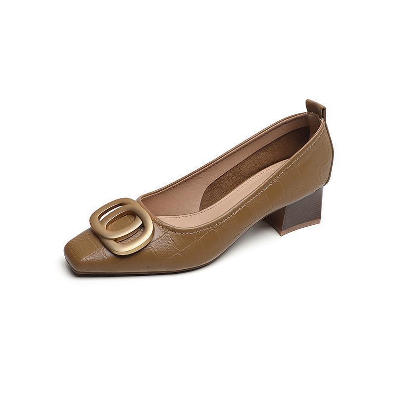 French Square Head Women's Work Shoes Temperament Fairy Style Pumps Chunky Heel foto 2