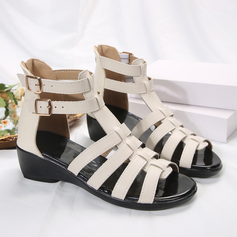 Women's Hollow-out Open Toe Zip Wedge Sandals foto 5