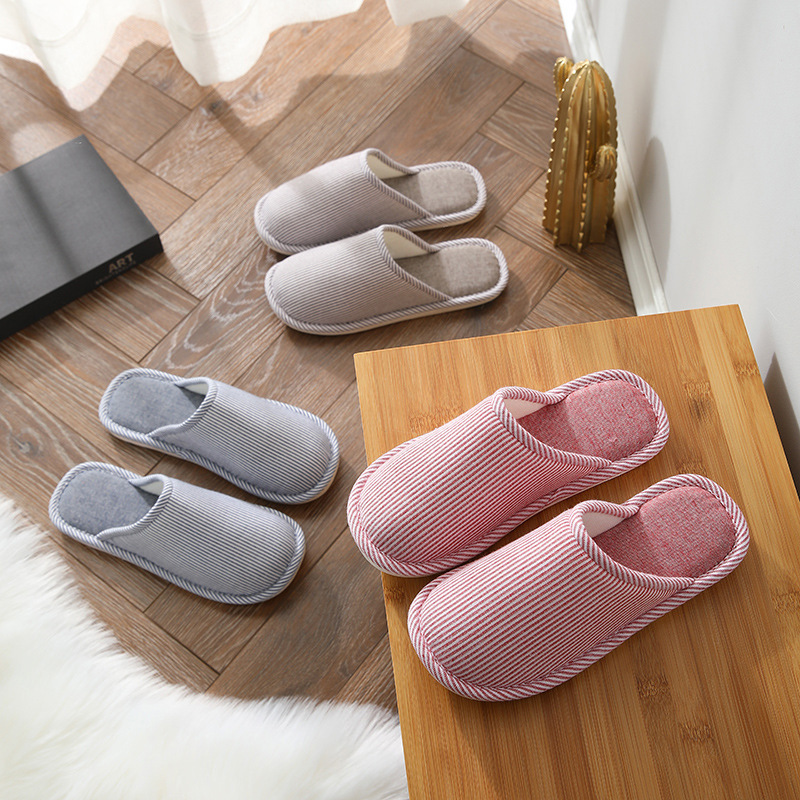 Household Stripes Home Indoor Non Slip Cotton Slippers foto 5