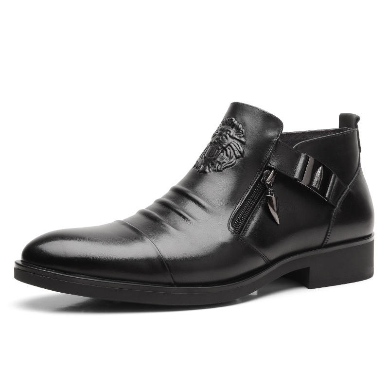 Horseshoe Heel Embossed Double-sided Pull Men's Boots foto 4