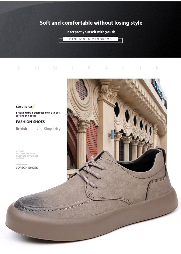 Breathable All-match Work Shoes Men's Leather Soft Bottom Casual Shoes foto 2