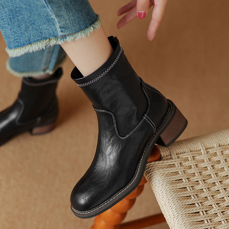Women's Simple And Casual Mid-heel Martin Boots foto 3