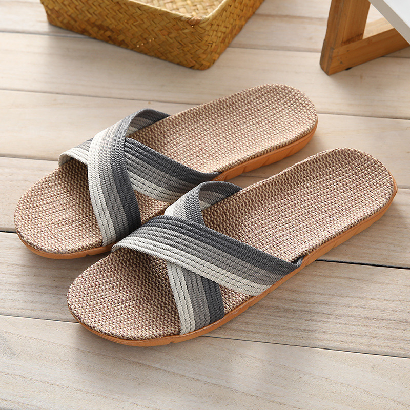 Linen Slippers Home Couple Indoor Wooden Floor Home Thick-soled foto 4