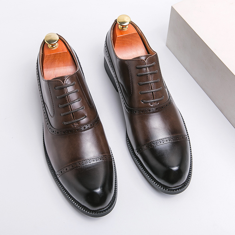 Retro Pointed Leather Shoes Men's Plus Size Brushed foto 5