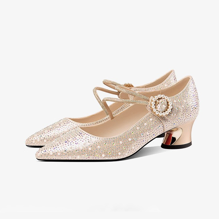 New Rhinestone-embellished Chunky-heel Pumps For Women foto 5