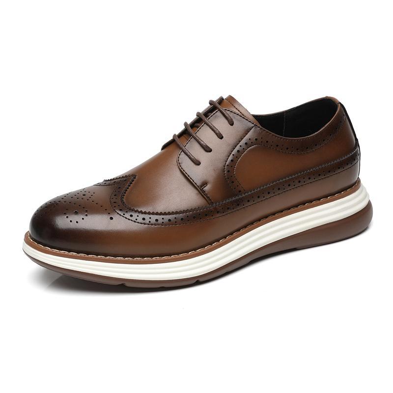 Ultra-fiber Thick-soled Trendy Men's Business Leather Shoes Comfortable And Casual foto 2