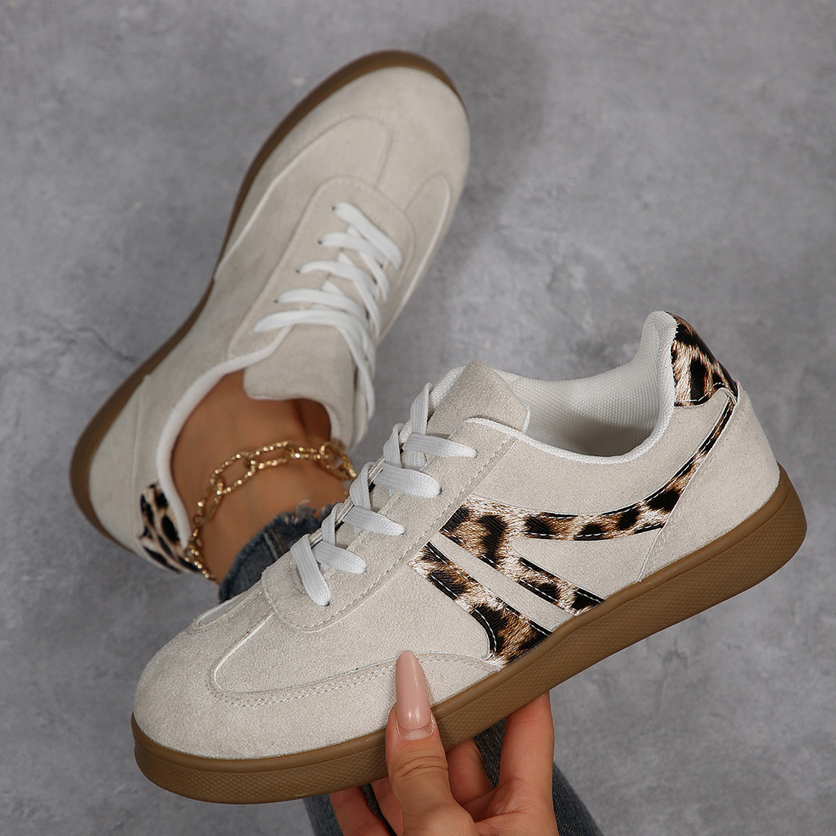 Women's Large Size Vintage Leopard Print Board Shoes foto 2