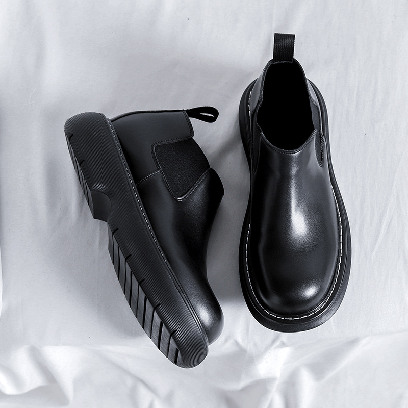 Martin Boots Black And Round Thick-soled Men